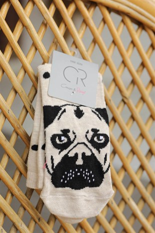 Köpek Figürlü Puantiyeli Çorap