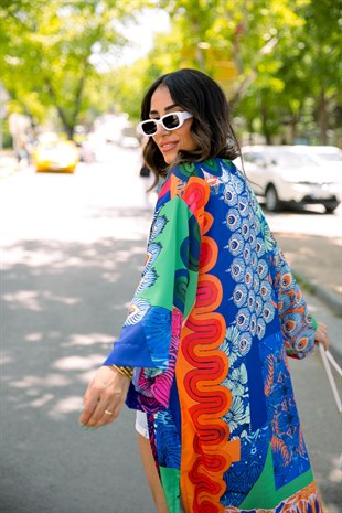 Renkli Desenli Kimono